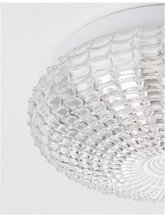 Plafoniera CLAM Clear Glass White Metal 2X12W Diam: 30 cm Nova Luce