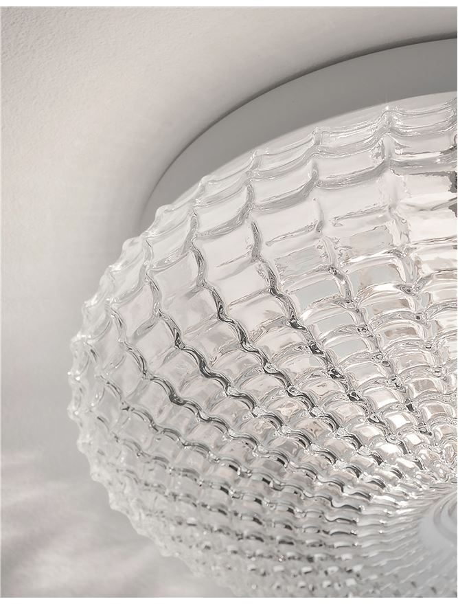 Plafoniera CLAM Clear Glass White Metal 2X12W Diam: 30 cm Nova Luce