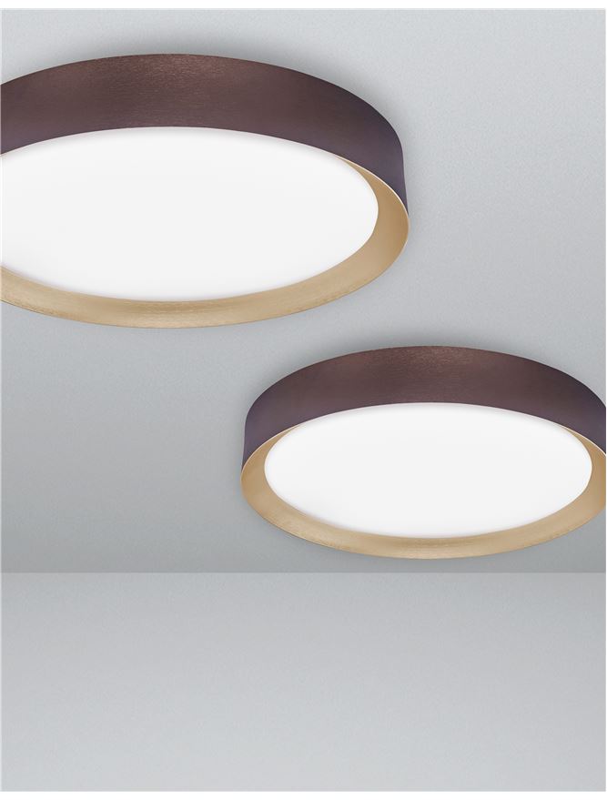 Plafoniera LUTON Coffee Brown Aluminium Matt White Acrylic Diffuser 47W Diam. 55 cm Nova Luce