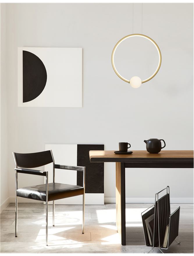 Lampa suspendata CELIA Satin Gold & Opal Glass D43 NOVA LUCE