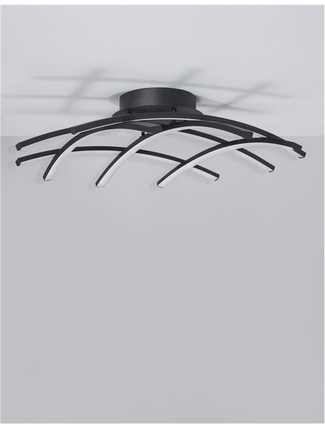 Plafoniera NARVI Sandy Black Aluminium & Acrylic LED 36W 3000K Dim: 59x59 cm Nova Luce