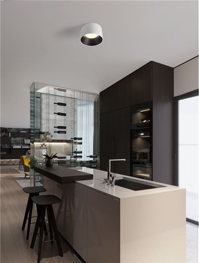 Plafoniera ATIL Sandy White & Black Aluminium & Steel LED 24W 3000K Diam: 35 cm Nova Luce