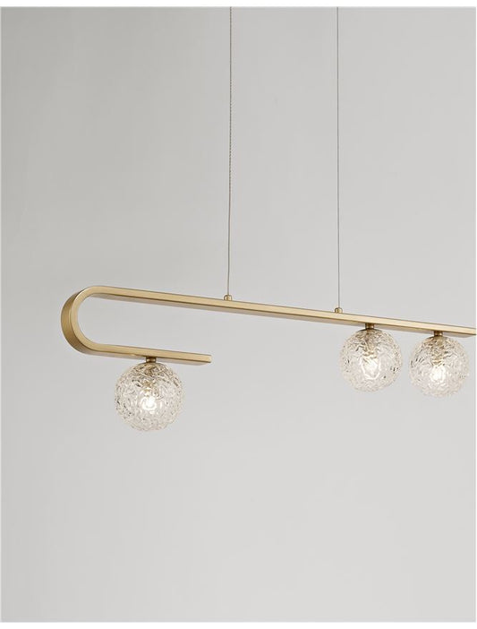 Lampa suspendata MIRANO Clear Structured Glass & Brass Gold LED G9 3x5 NOVA LUCE