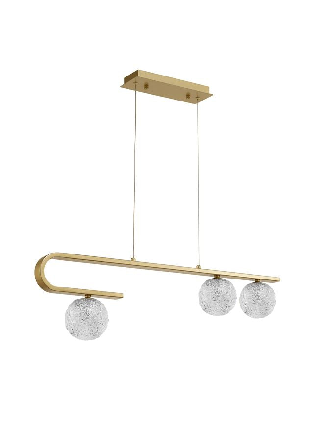 Lampa suspendata MIRANO Clear Structured Glass & Brass Gold LED G9 3x5 NOVA LUCE