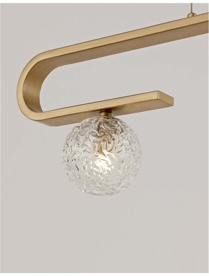 Lampa suspendata MIRANO Clear Structured Glass & Brass Gold LED G9 3x5 NOVA LUCE