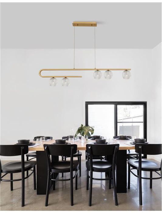 Lampa suspendata MIRANO Clear Structured Glass & Brass Gold LED G9 5x5 NOVA LUCE