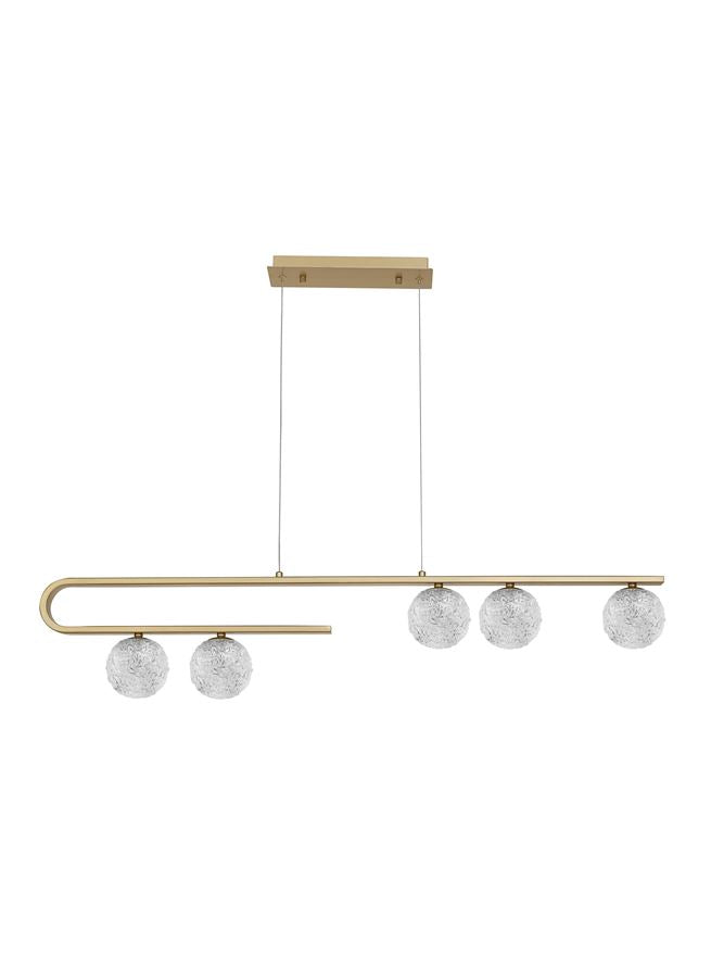 Lampa suspendata MIRANO Clear Structured Glass & Brass Gold LED G9 5x5 NOVA LUCE