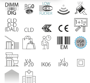 Panou led, 830 Rodi UGR<19 3000K 39W 3722 lm pentru tavan fals 595x595mm