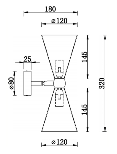 Aplica de interior VESPER black/gold 2xE14 max 40W IP20 MOD108WL-02GB Maytoni