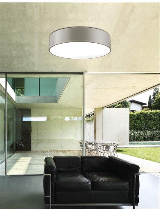 Plafoniera FINEZZA Steel & Acrylic Elephant Gray Outside Matt White Inside 3X12W Diam: 50 cm Nova Luce