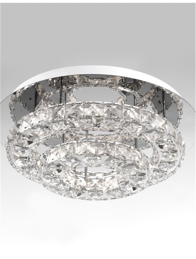 Plafoniera QUENTIN Chrome & White Aluminium K9 Crystal LED 28W 3000K Diam: 40 cm Nova Luce