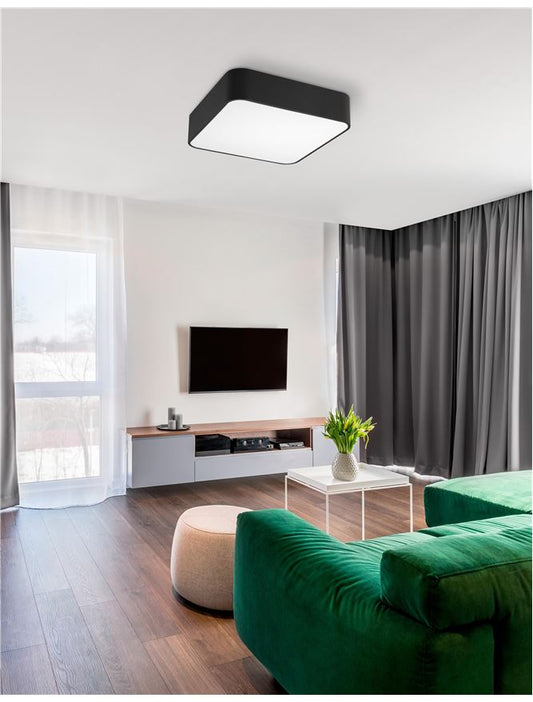 Plafoniera RAGU Metal & Acrylic Diffuser Black Outside Matt White Inside Led 4X10W E27 Dim: 46X46 cm Nova Luce
