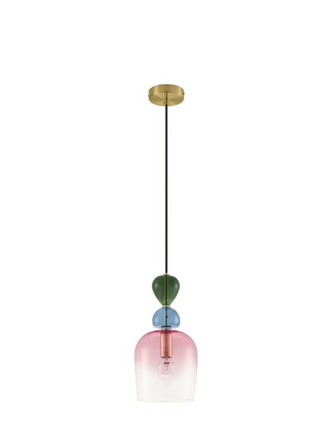 Lampa suspendata MURANO Dark Green Blue Grey & Pink Glass NOVA LUCE