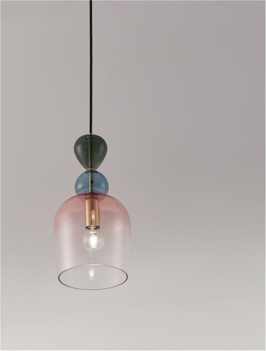 Lampa suspendata MURANO Dark Green Blue Grey & Pink Glass NOVA LUCE