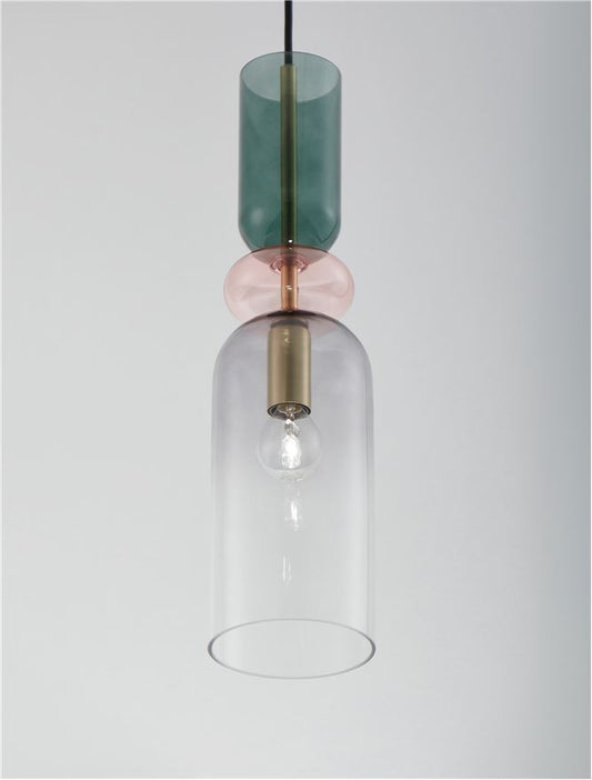 Lampa suspendata MURANO Dark Green Pink & Light Grey Glass NOVA LUCE