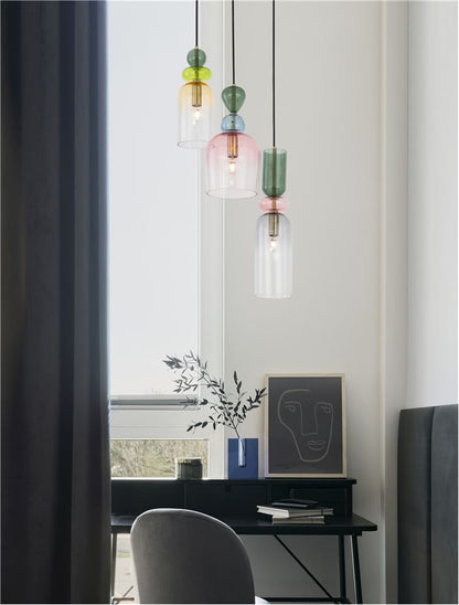 Lampa suspendata MURANO 3 Glossy Light & Dark Green Blue Grey Pink & Orange Glass NOVA LUCE