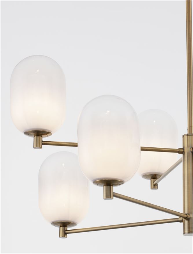 Lampa suspendata BALOR G9 8x5W Brass Gold Metal Gradient White Glass NOVA LUCE