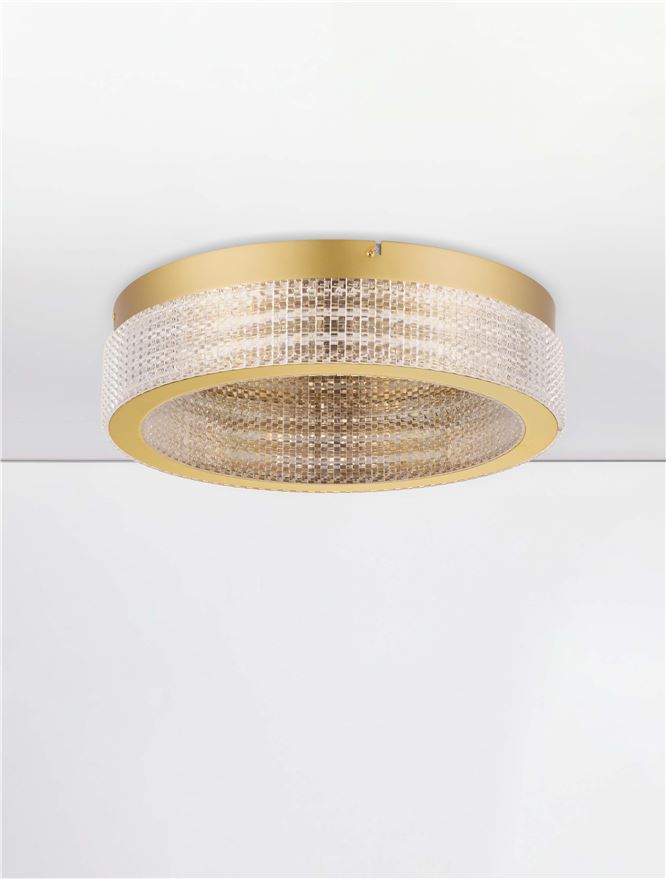 Plafoniera KLEPSIDRA Triac Dimmable Platinum Gold Stainless Steel, Aluminium & Acrylic LED 46W 3000K Diam: 40 cm  Nova Luce