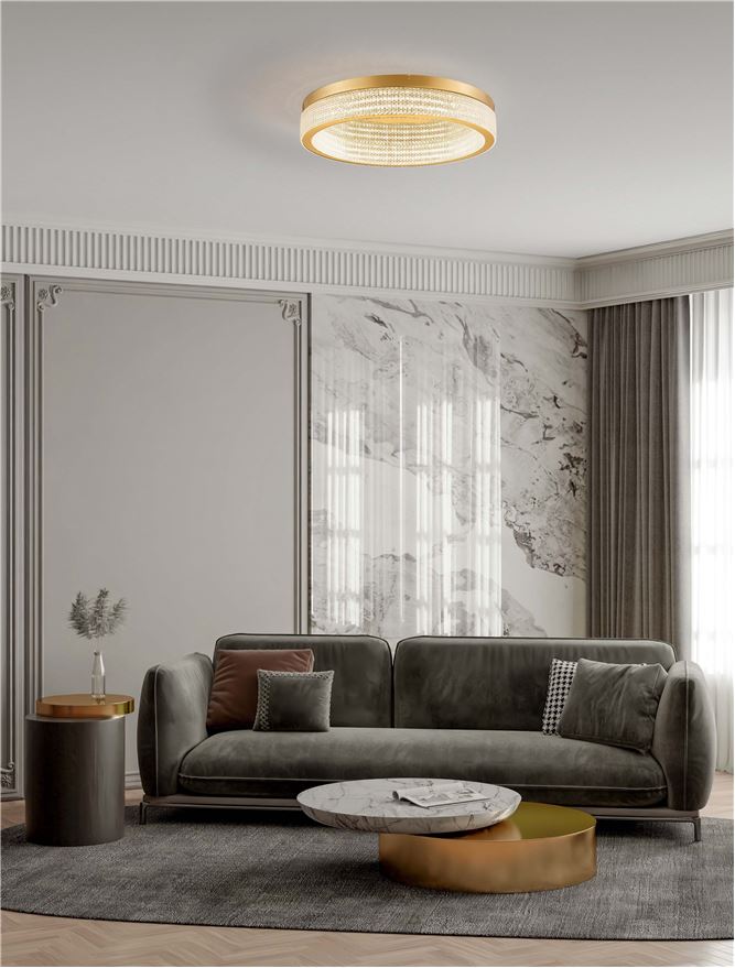 Plafoniera KLEPSIDRA Triac Dimmable Platinum Gold Stainless Steel, Aluminium & Acrylic LED 70W 3000K Diam: 61 cm  Nova Luce