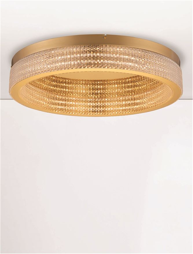 Plafoniera KLEPSIDRA Triac Dimmable Platinum Gold Stainless Steel, Aluminium & Acrylic LED 70W 3000K Diam: 61 cm  Nova Luce