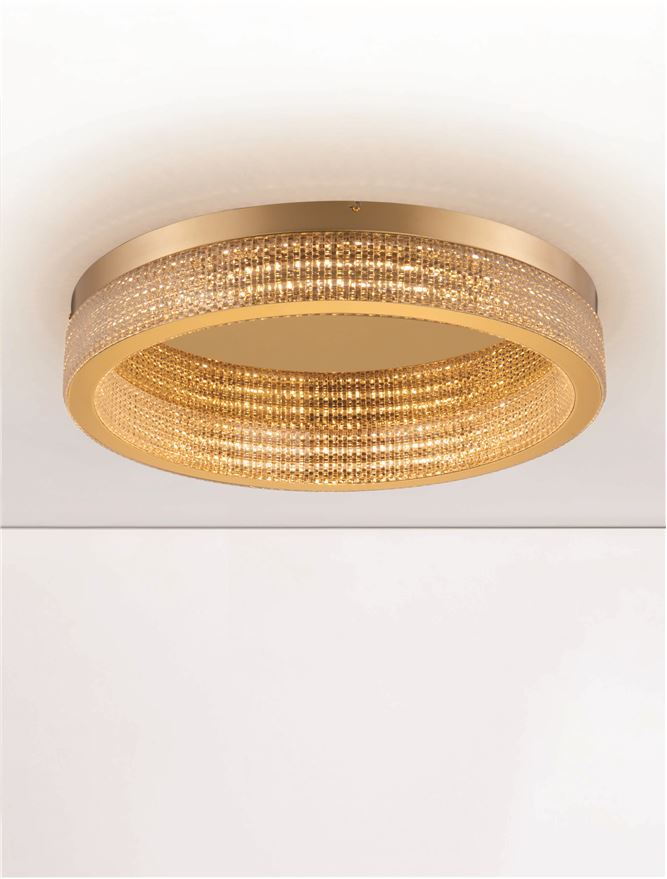 Plafoniera KLEPSIDRA Triac Dimmable Platinum Gold Stainless Steel, Aluminium & Acrylic LED 70W 3000K Diam: 61 cm  Nova Luce