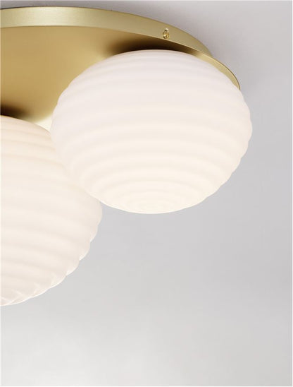 Plafoniera ALLEN Matt Gold Metal & Milky White Structured Glass 1X5W E14 + 1X12W E27 Dim: 45X35 cm Nova Luce