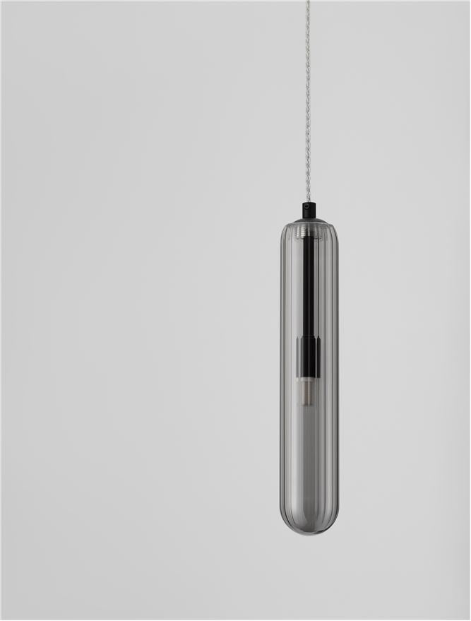Lampa suspendata GUSTAVE Light Smoky Grey Glass & Matt Black NOVA LUCE