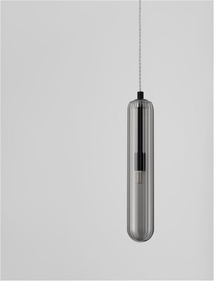 Lampa suspendata GUSTAVE Light Smoky Grey Glass & Matt Black NOVA LUCE