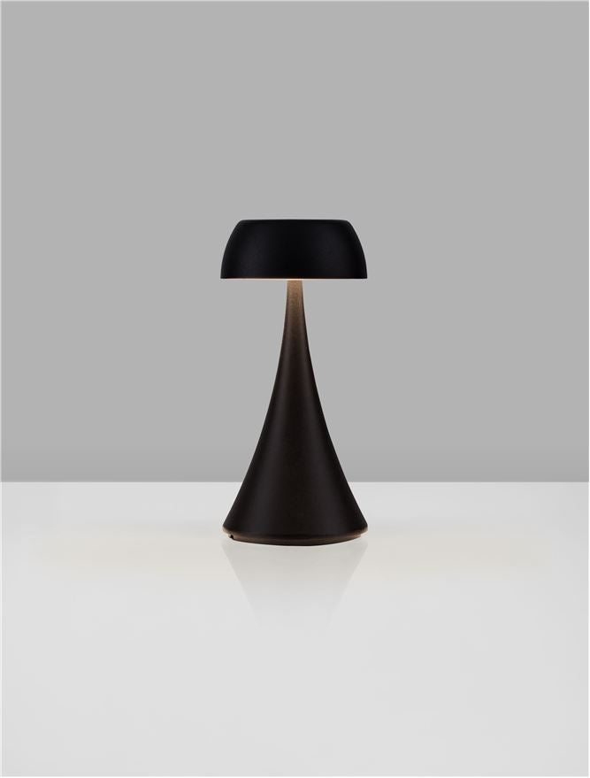 Lampa de masa portabila YCRO, negru, LED 2Watt 3.7Volt 60Lm IP54 3000K Switch On/Off USB Wire D:8 H:17.5 cm