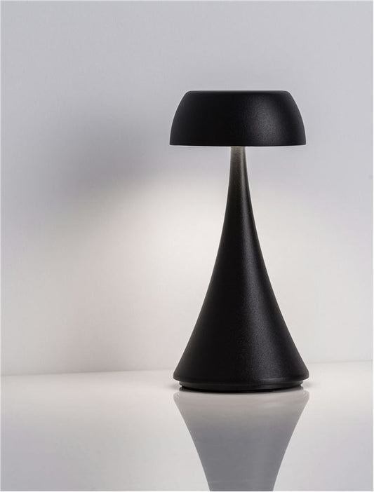 Lampa de masa portabila YCRO, negru, LED 2Watt 3.7Volt 60Lm IP54 3000K Switch On/Off USB Wire D:8 H:17.5 cm