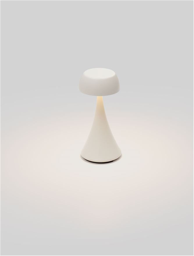 Lampa de masa portabila YCRO, alb nisipiu, LED 2Watt 3.7Volt 60Lm IP54 3000K Switch On/Off USB Wire D:8 H:17.5 cm