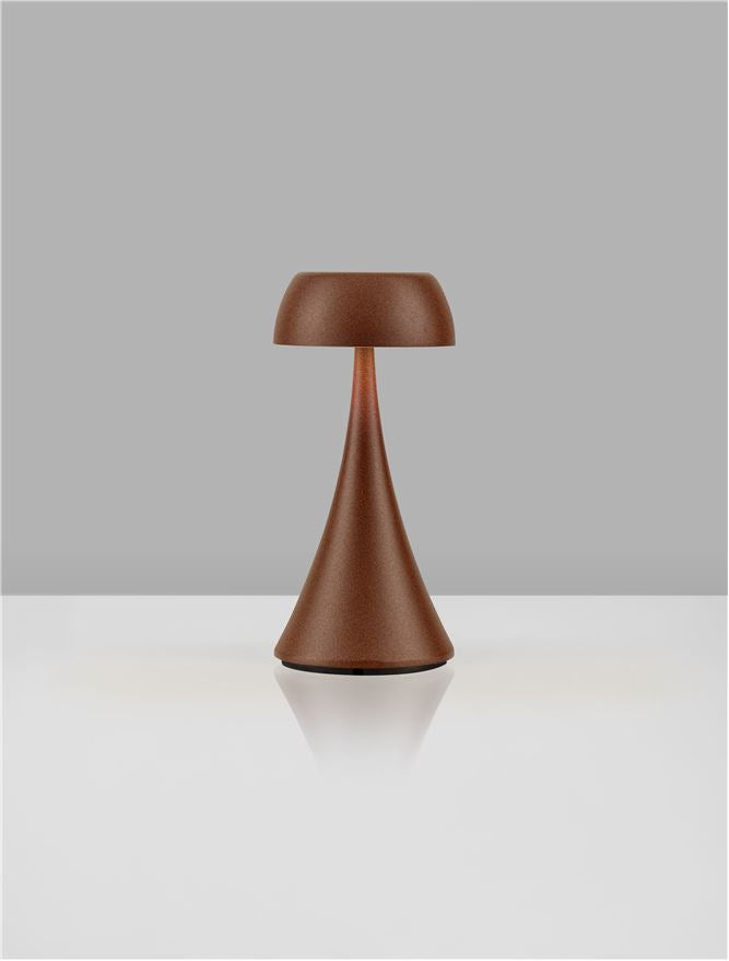 Lampa de masa portabila YCRO, rust, LED 2Watt 3.7Volt 60Lm IP54 3000K Switch On/Off USB Wire D:8 H:17.5 cm