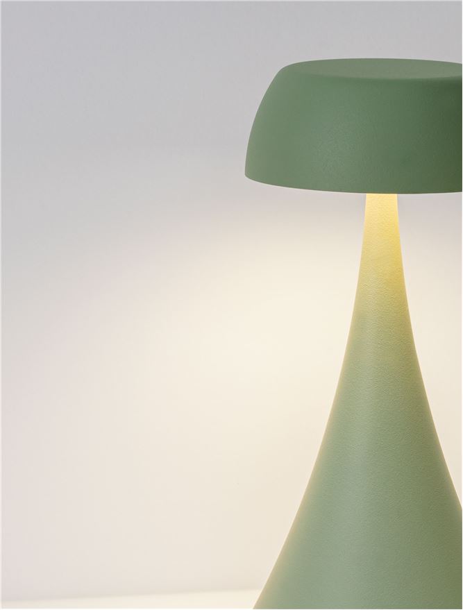 Lampa de masa portabila YCRO, verde masliniu, LED 2Watt 3.7Volt 60Lm IP54 3000K Switch On/Off USB Wire D:8 H:17.5 cm