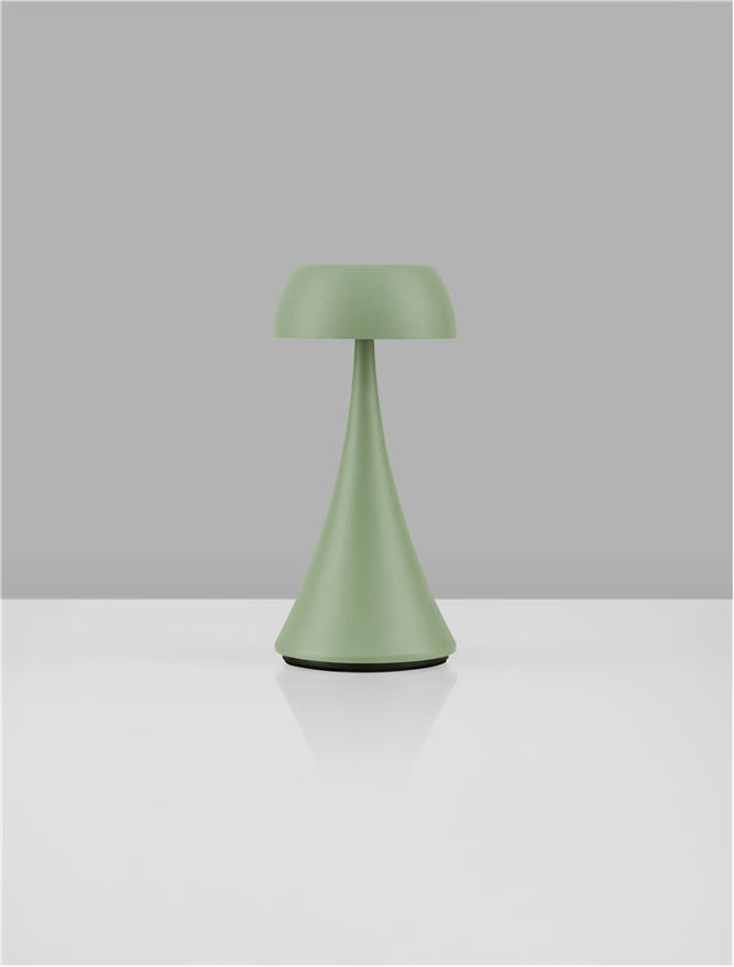 Lampa de masa portabila YCRO, verde masliniu, LED 2Watt 3.7Volt 60Lm IP54 3000K Switch On/Off USB Wire D:8 H:17.5 cm