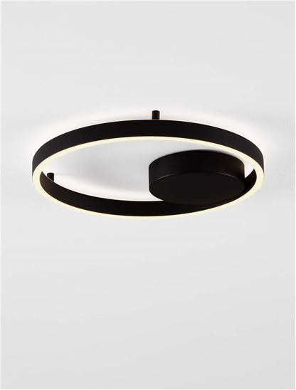 Plafoniera HEDRA Triac Dimmable Sandy Black Metal, Aluminium & Acrylic LED 40W 3000K Diam: 40 cm  Nova Luce