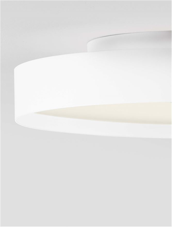 Plafoniera ROI Triac Dimmable Sandy White Metal, Aluminium & Acrylic LED 37W 2700+3000K Diam: 40 cm  Nova Luce