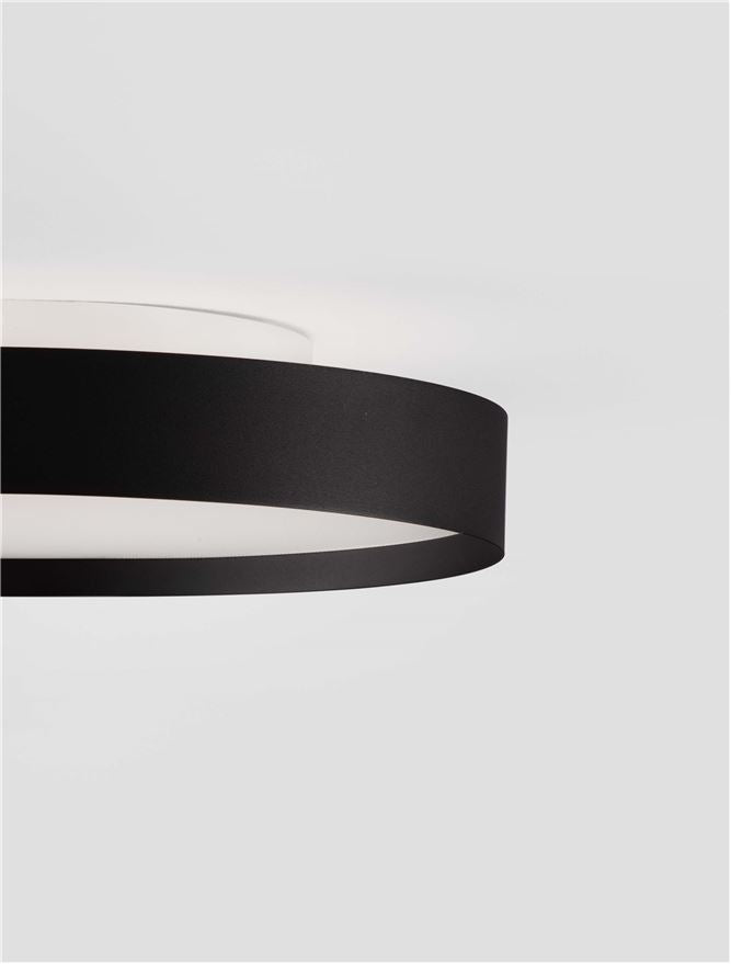 Plafoniera ROI Triac Dimmable Sandy Black Metal, Aluminium & Acrylic LED 37W 2700+3000K Diam: 40 cm  Nova Luce