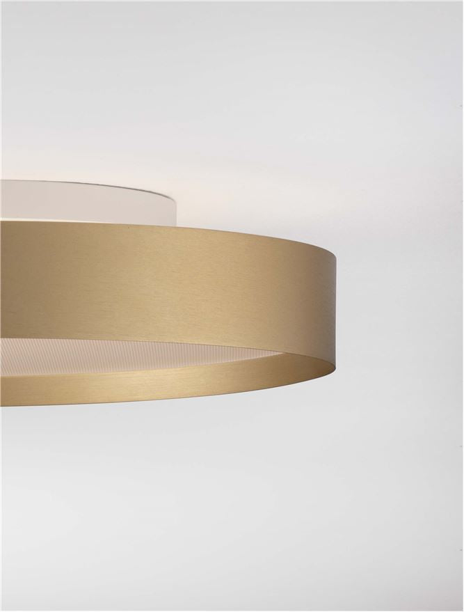 Plafoniera ROI Triac Dimmable Brushed Gold Metal, Aluminium & Acrylic LED 37W 2700+3000K Diam: 40 cm  Nova Luce