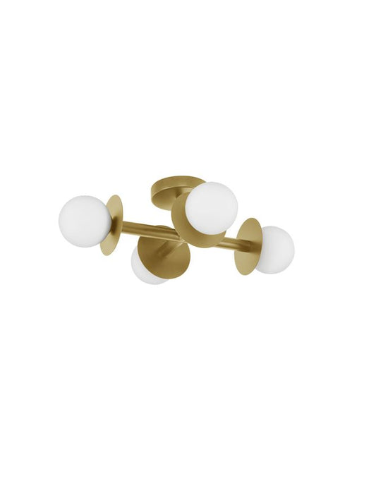 Plafoniera PIELO Opal Glass Brass Gold Aluminium 4X5W Dim: 51X37 cm Nova Luce