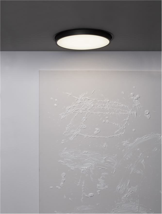 Plafoniera PERFECT Sandy Black Aluminium & Acrylic Recessed Profile LED 24W 3000K  Diam: 40 cm  Nova Luce