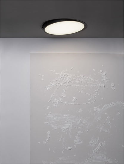 Plafoniera PERFECT Sandy Black Aluminium & Acrylic Recessed Profile LED 24W 3000K  Diam: 40 cm  Nova Luce