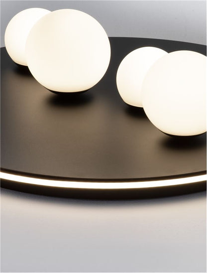 Plafoniera VELNA Sandy Black Aluminium Opal Glass LED 63W 3000K Diam: 62.2 cm Nova Luce