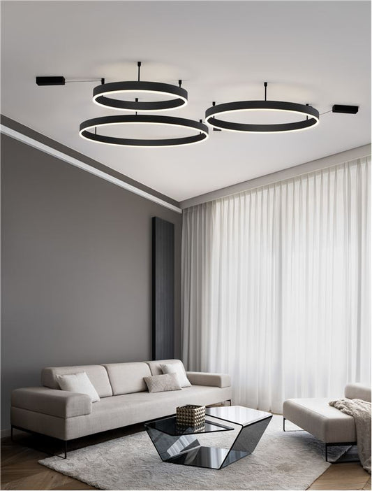 Plafoniera MOTIF Sandy Black Aluminium & Acrylic 60W Diam. 100 cm Nova Luce