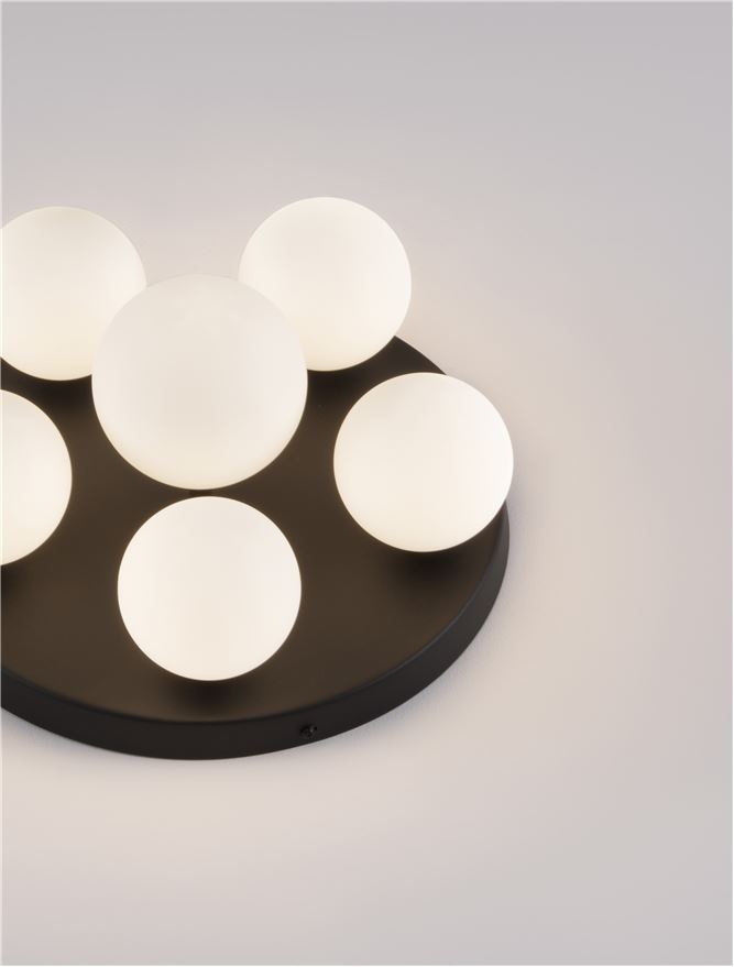 Plafoniera EDEM Sandy Black Aluminium Opal Glass Led 6X5W G9 Diam: 35 cm Nova Luce