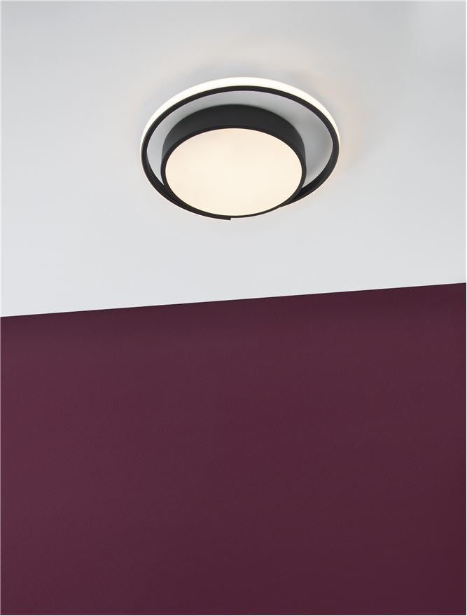 Plafoniera ODREY Sandy Black Aluminium & Acrylic  Led 30W Diam: 40 cm Nova Luce