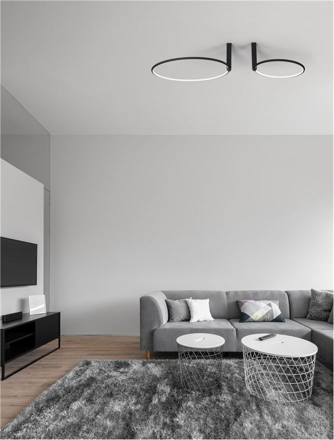 Plafoniera GARVE Sandy Black Aluminium Led 70W 3000K Diam: 60/40 cm Nova Luce