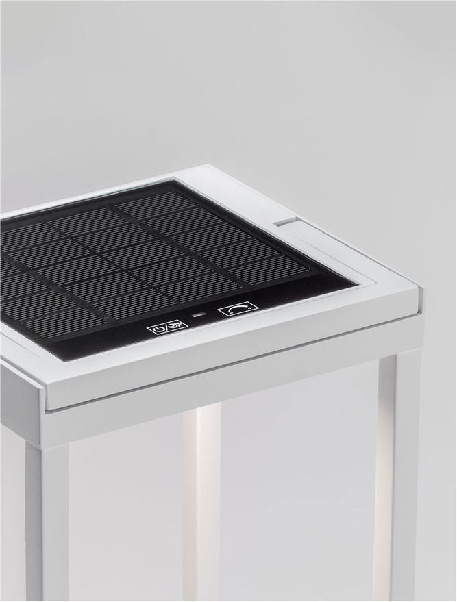 Bolard TEGOLO white, LED 2Watt 5Volt DC 231Lm IP54 3000K Solar Light Cable Length: 100 cm Nova Luce