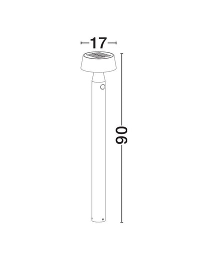Bolard CHIARO black H90cm,  LED 1Watt 5V DC 69Lm IP54 3000K Solar Light With Sensor Nova Luce