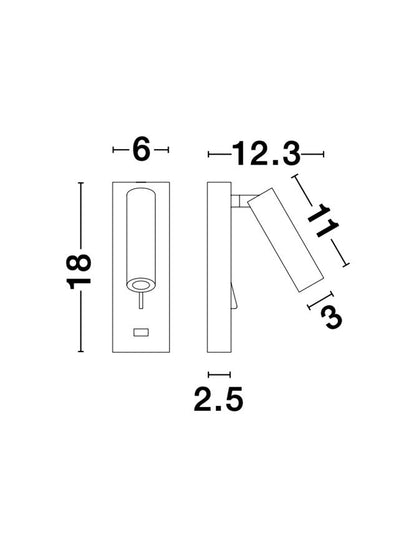 Aplica de interior FUSE  white  3W 3000K IP20 H18cm Nova Luce