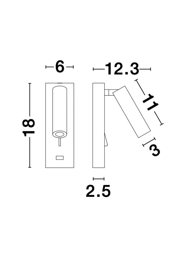 Aplica de interior FUSE  black  3W 3000K IP20 H18cm Nova Luce